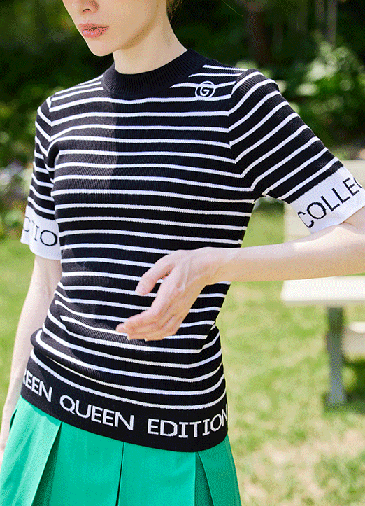 [QoG] 高尔夫功能性凉爽条纹字母T恤