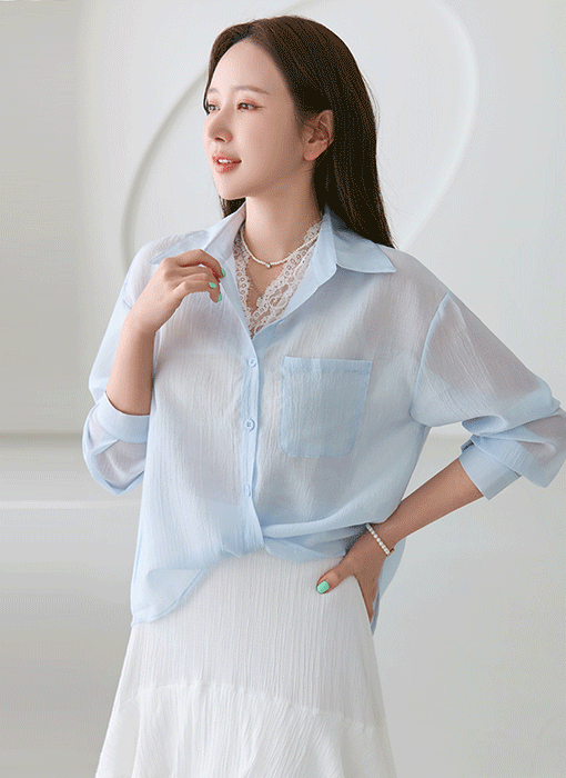 레이어드 레이스 나시SET 꼬임 언발 시스루 셔츠