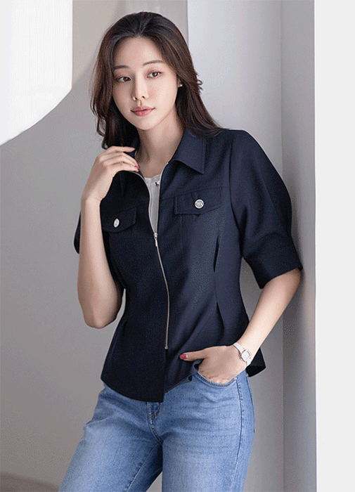 [LouisAngel] 리뮤즈 쿨앤 시크 무드 핀턱 집업 셔츠 자켓