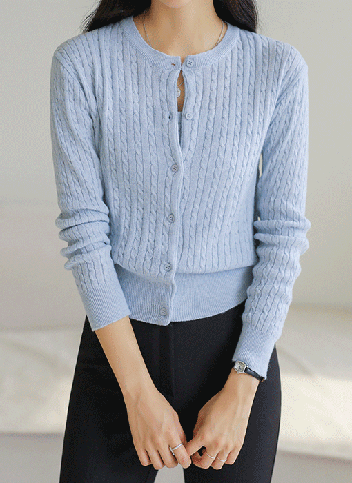 [Theonme] 넨티 퓨어램스울 캐시미어 꽈배기 고퀄 니트 가디건