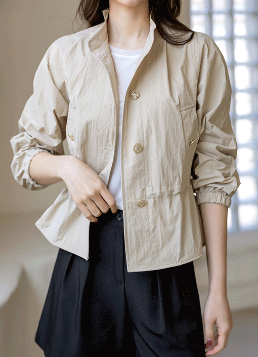 다네아 허리 스트링 바스락 미드 바람막이 사파리 점퍼