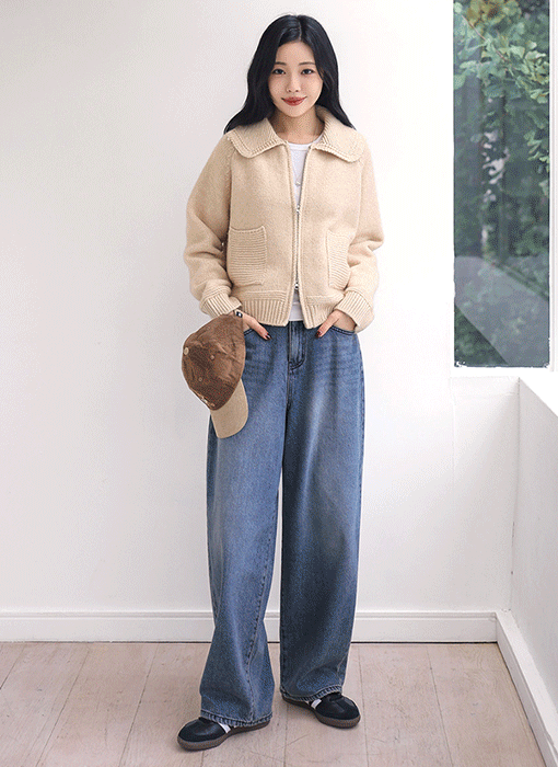 [Theonme] 포셀르 루즈핏 와이드 데님 팬츠