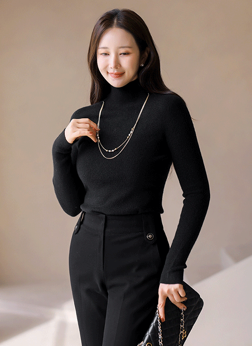 에틸라 골드 네클리스 SET 슬림 홀가먼트 반하이넥 니트