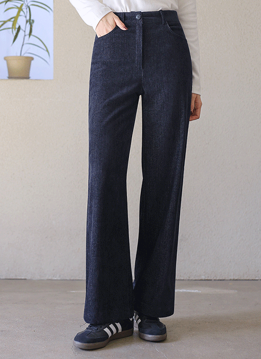 [Theonme] 벨벳 텐셀 데님 컬러 세미와이드 팬츠