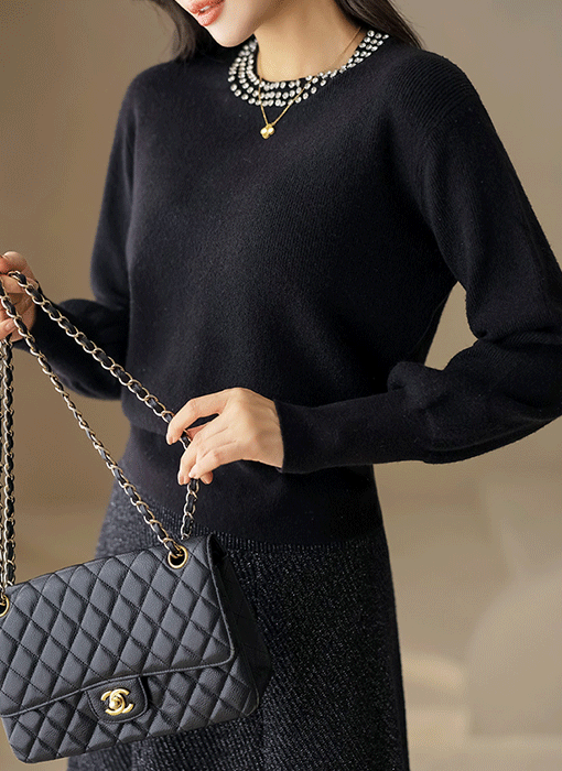 겔리오 쥬얼 넥라인 모달 블렌딩 도톰 포근 니트