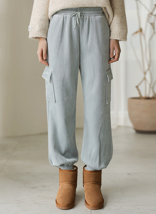 [Theonme] 카고 조거 벨벳 코듀로이 도톰한 기모안감 밴딩 팬츠