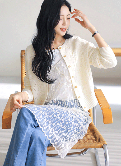 [Theonme] 엘리니 레이스자수 레이어드 뷔스티에 나시 원피스