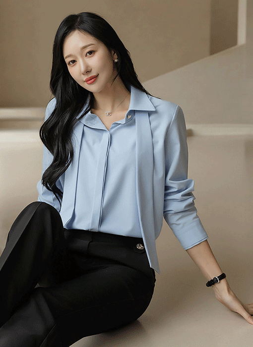 [LouisAngel] 하이프 리본 타이SET 경쾌한 핏 남방 셔츠 블라우스
