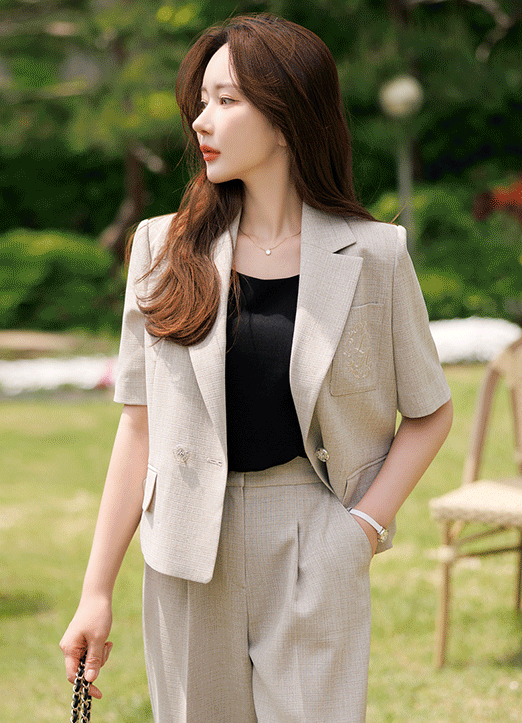 [Louis Angel] 口袋刺绣夏季短款夹克