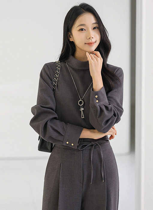 데이즐 폴딩 반목 더블버튼 도톰 클래식 블라우스