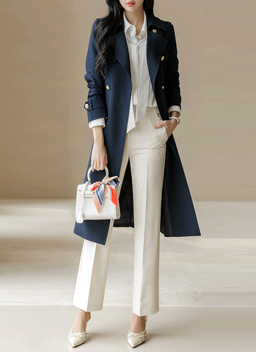 [LouisAngel] 클래시럭스 무드 스테디라인 2가지 벨트SET 더블 트렌치 코트