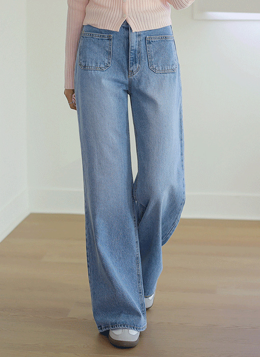 [Theonme] 베리오 앞포켓 세미와이드 데님 팬츠