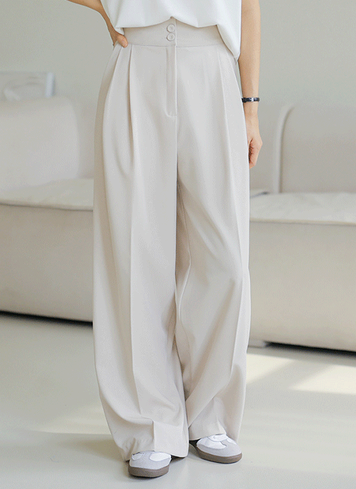 [Theonme] 뷰엔 투버튼 핀턱 와이드 슬랙스