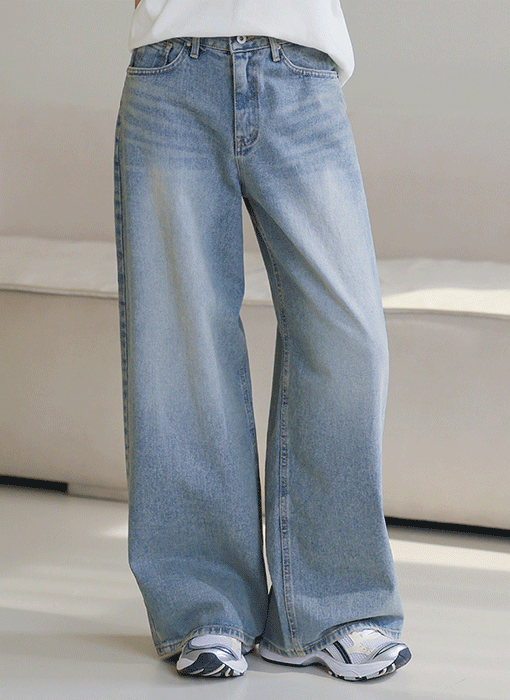 [Theonme] 드로엔 내추럴 데일리 와이드 데님 팬츠