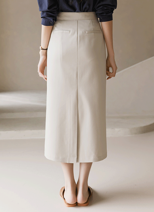 [Theonme] 프로엔 뒷포켓 트임 H라인 롱 스커트