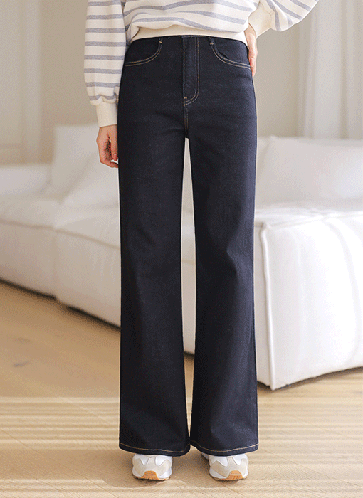 [Theonme] 뉴비엔 생지 기모안감 와이드 데님 팬츠