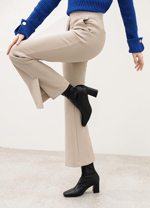 [Theonme] 뱃살커버! 인밴딩 밑단슬릿 부츠컷 슬림핏 기모 슬렉스(2color)