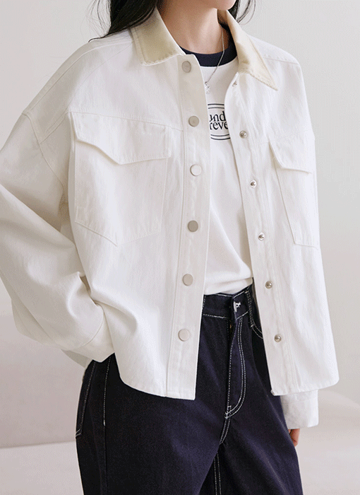 [Theonme] 로이프 코듀로이 카라 언발 코튼 자켓