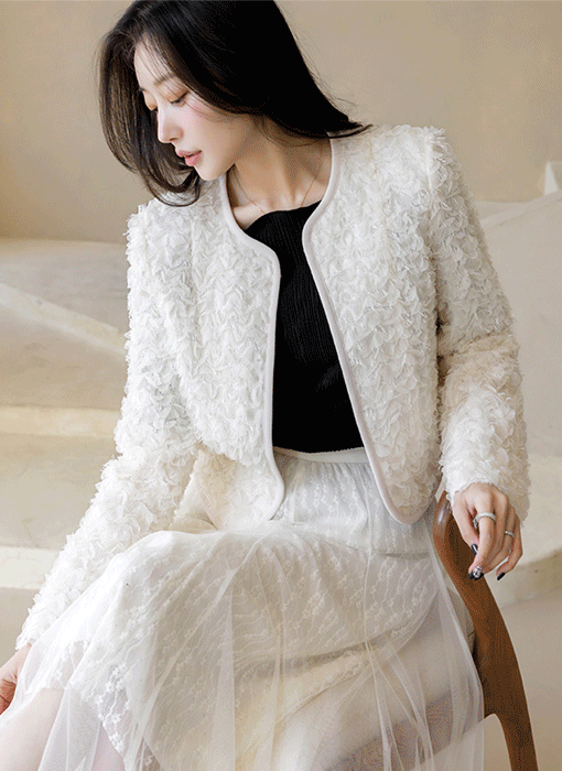 [LouisAngel] 스타샤 꽃잎이 살랑 세미 크롭 볼레로 가디건 자켓