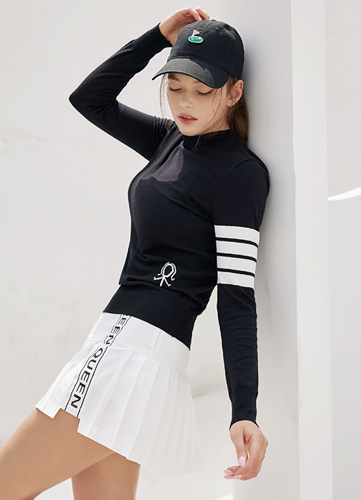 【高尔夫服】松紧设计配色针织T恤