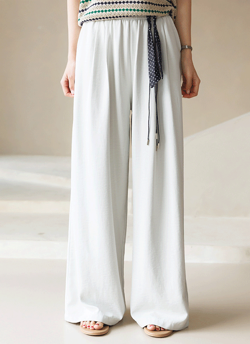 [Theonme] 네이츠 가볍게 차르르 도트 벨트SET 허리 밴딩 와이드 팬츠