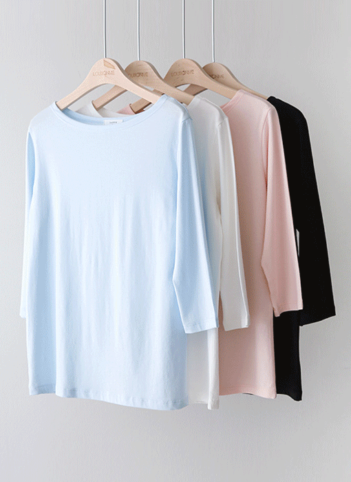[Theonme] 에인지 부드러운 모달 블렌딩 7부 소매 라운드 티셔츠