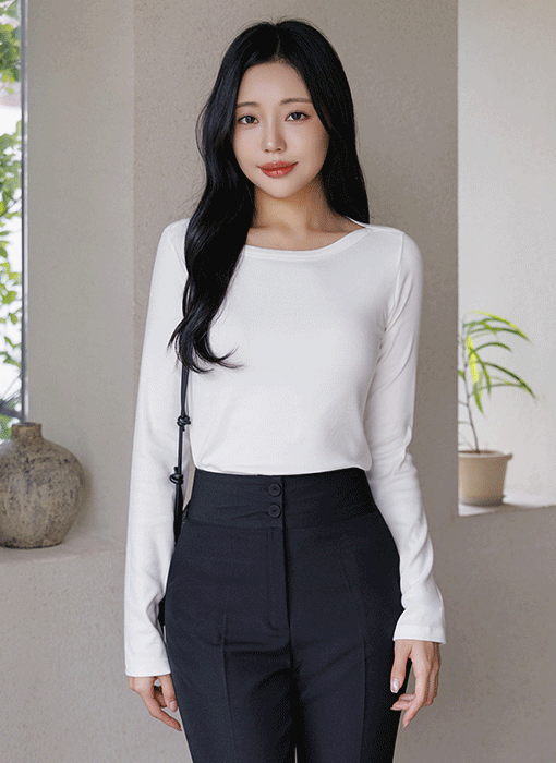 [Theonme] 루에프 보트넥 슬림 모달 코튼 스판 티셔츠