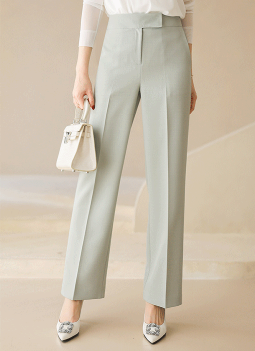 벨루어 랩 웨이스트 일자핏 스트레이트 슬랙스 팬츠