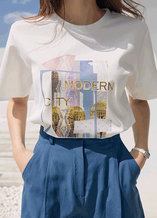 [Louis Angel]文字图案短袖T恤