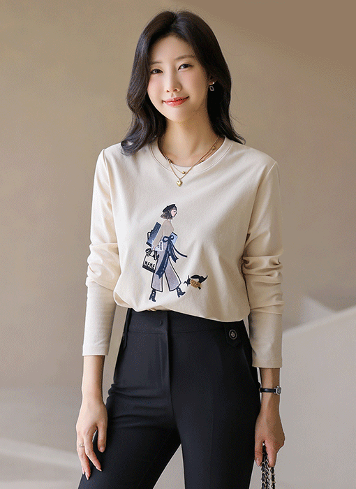 [LouisAngel] 아멜라 프렌치 걸 스트롤 콜라쥬 프린팅 티셔츠