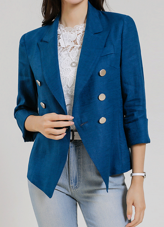 亚麻混纺完美线条合身夹克