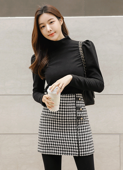 [Louis Angel] 加厚半高领泡泡袖T恤