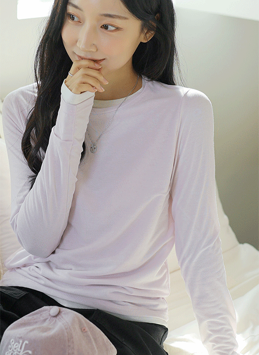 [Theonme] 소프트컬러 라이트 레이온 레이어드 티셔츠
