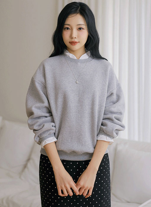[Theonme] 로사드 프릴 레이어드 기모 루즈핏 맨투맨 티