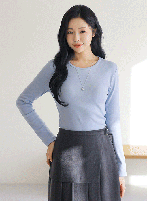 [Theonme] 그리엘 쫀득 모달 코튼 베이직 라운드 티셔츠