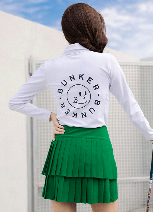 [QoG] 高尔夫功能性背面英文印染领子长袖T恤