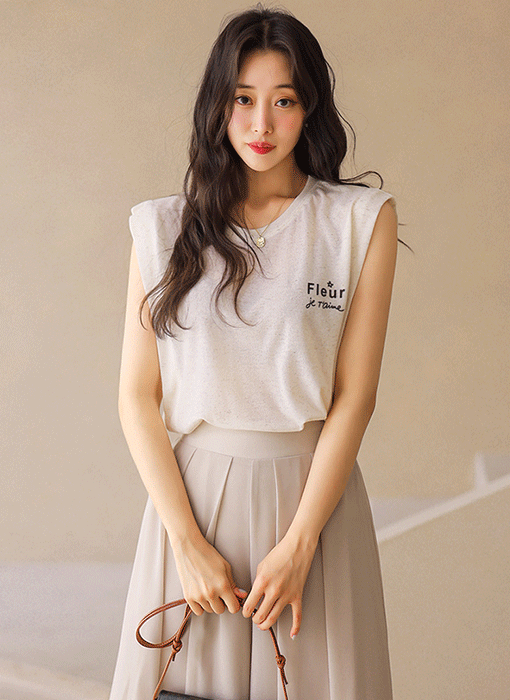 [Theonme] 플레르 레터링 캡소매 나시