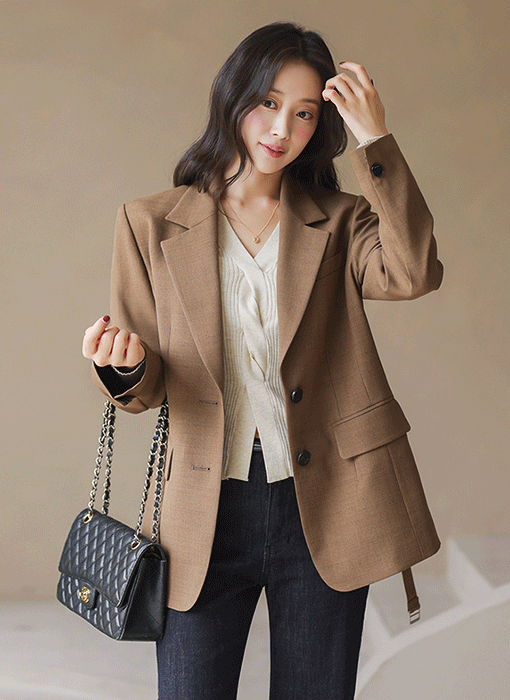 [LouisAngel] 디어즈 레터링 배색 벨트SET 스탠다드 싱글 테일러드 자켓